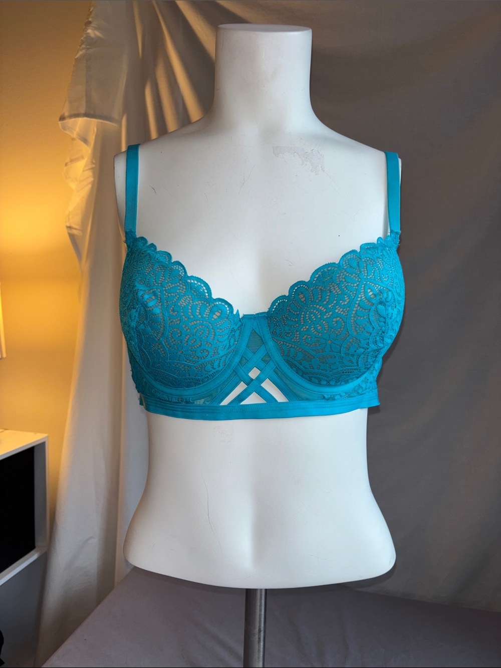Adore Me Bright Turquoise Lace-Trim Bra